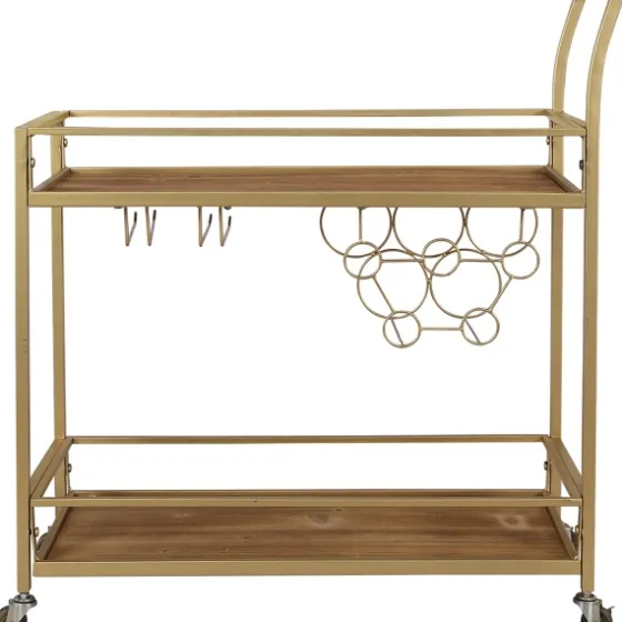 Celeste Gold Metal And Wood Bar Cart-Kirkland's Home Hot