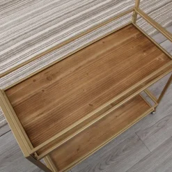 Celeste Gold Metal And Wood Bar Cart-Kirkland's Home Hot