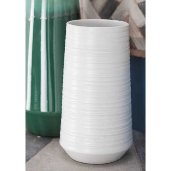 Ceramic Ribbed Vase, 12 In.-Kirkland's Home Fashion