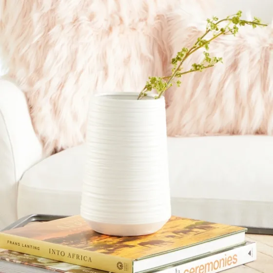 Ceramic Ribbed Vase, 9 In.-Kirkland's Home Discount