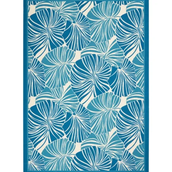 Cerulean Botanical Shells Outdoor Area Rug, 5X7-Kirkland's Home Cheap