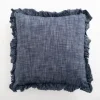 Chambray Ruffle Navy Throw Pillow-Kirkland's Home Shop