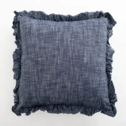 Chambray Ruffle Navy Throw Pillow-Kirkland's Home Shop