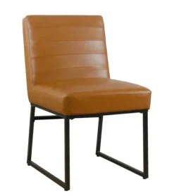 Channeled Carmel Leather Dining Chair-Kirkland's Home Clearance