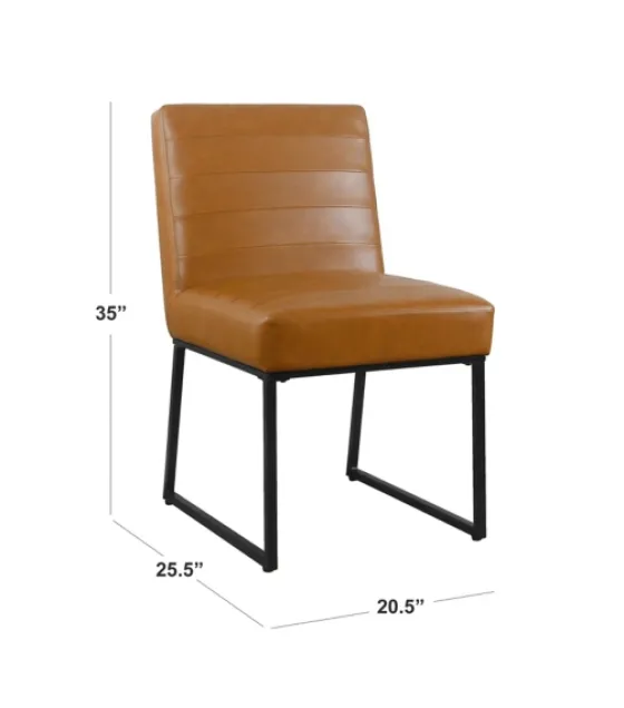 Channeled Carmel Leather Dining Chair-Kirkland's Home Clearance