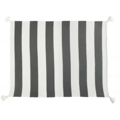 Charcoal And White Striped Cotton Throw-Kirkland's Home Discount