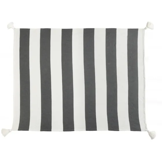 Charcoal And White Striped Cotton Throw-Kirkland's Home Discount
