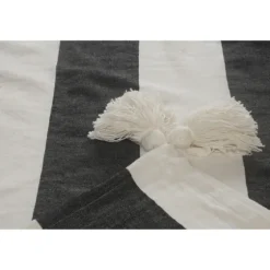 Charcoal And White Striped Cotton Throw-Kirkland's Home Discount