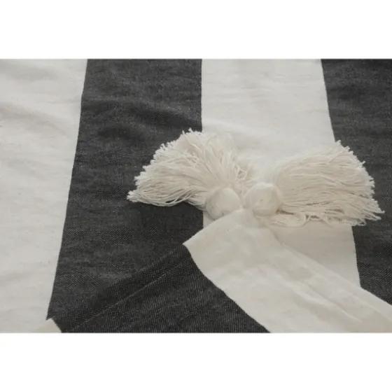 Charcoal And White Striped Cotton Throw-Kirkland's Home Discount