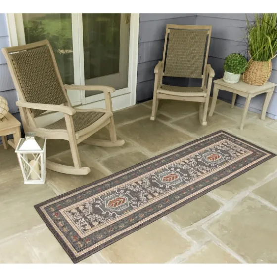 Charcoal Diamond Nile Indoor/Outdoor Runner, 1X7-Kirkland's Home Fashion