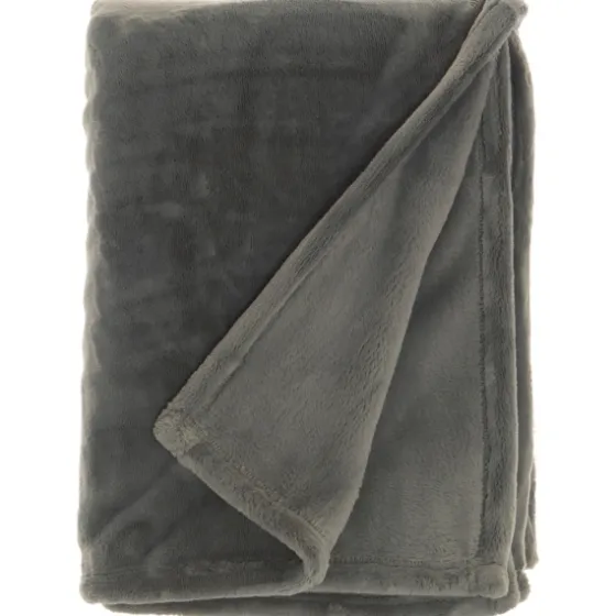 Charcoal Faux Sheared Mink Throw-Kirkland's Home New