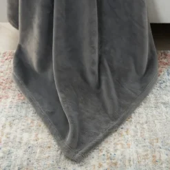 Charcoal Faux Sheared Mink Throw-Kirkland's Home New