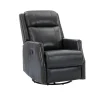 Charcoal Genuine Leather Swivel Recliner-Kirkland's Home Cheap