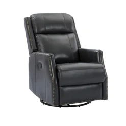 Charcoal Genuine Leather Swivel Recliner-Kirkland's Home Cheap