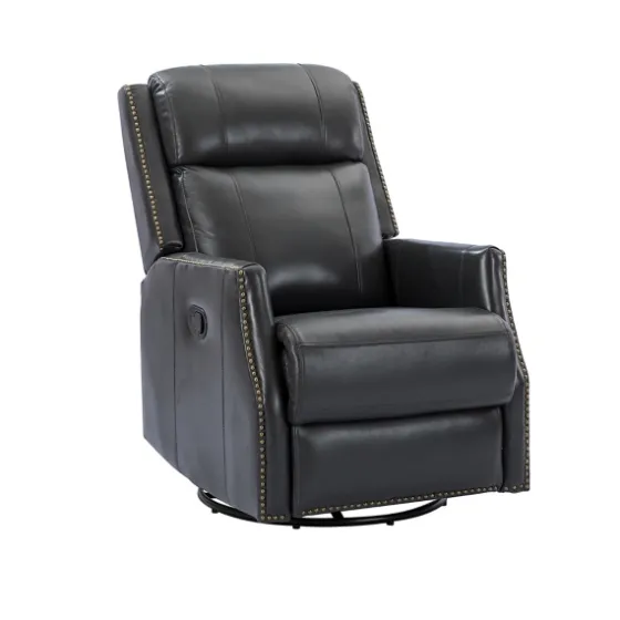 Charcoal Genuine Leather Swivel Recliner-Kirkland's Home Cheap
