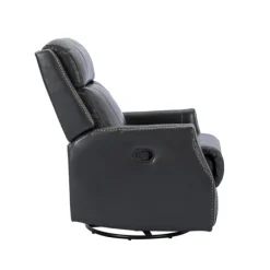 Charcoal Genuine Leather Swivel Recliner-Kirkland's Home Cheap
