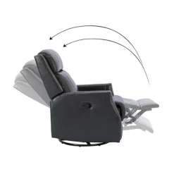 Charcoal Genuine Leather Swivel Recliner-Kirkland's Home Cheap