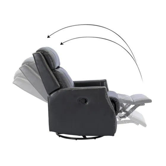 Charcoal Genuine Leather Swivel Recliner-Kirkland's Home Cheap