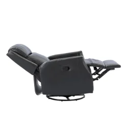 Charcoal Genuine Leather Swivel Recliner-Kirkland's Home Cheap