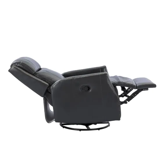 Charcoal Genuine Leather Swivel Recliner-Kirkland's Home Cheap