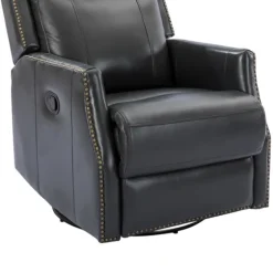 Charcoal Genuine Leather Swivel Recliner-Kirkland's Home Cheap