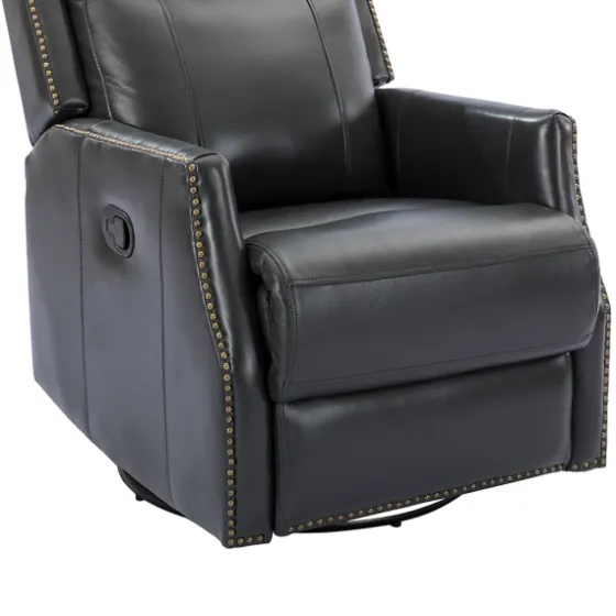 Charcoal Genuine Leather Swivel Recliner-Kirkland's Home Cheap
