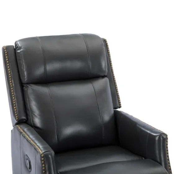 Charcoal Genuine Leather Swivel Recliner-Kirkland's Home Cheap