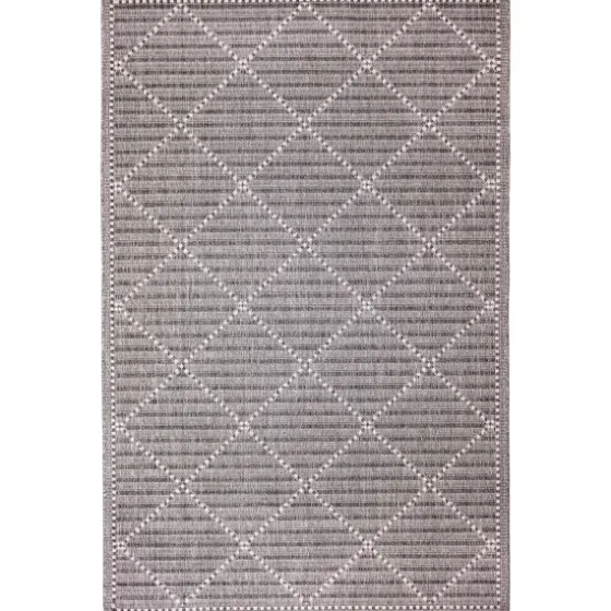 Charcoal Geo Lattice Outdoor Area Rug, 4X7-Kirkland's Home Outlet