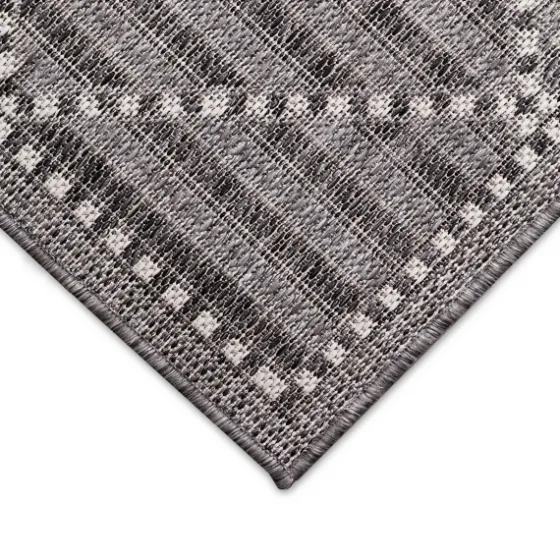 Charcoal Geo Lattice Outdoor Area Rug, 4X7-Kirkland's Home Outlet