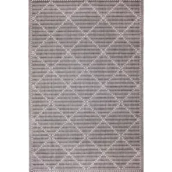 Charcoal Geo Lattice Outdoor Area Rug, 6X9-Kirkland's Home Fashion