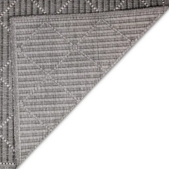 Charcoal Geo Lattice Outdoor Area Rug, 6X9-Kirkland's Home Fashion