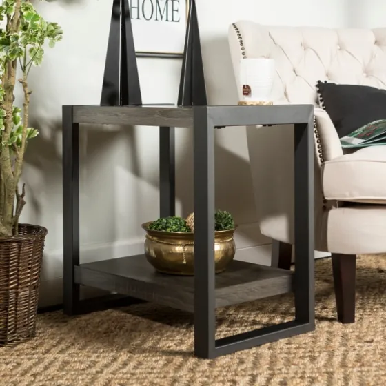 Charcoal Industrial Metal And Wood Accent Table-Kirkland's Home Clearance