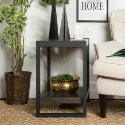 Charcoal Industrial Metal And Wood Accent Table-Kirkland's Home Clearance