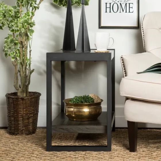 Charcoal Industrial Metal And Wood Accent Table-Kirkland's Home Clearance