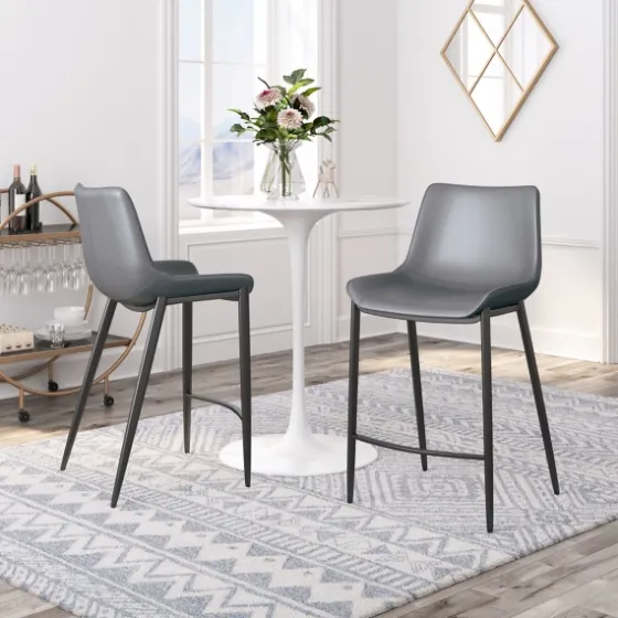 Charcoal Leather Stitch Counter Stools, Set Of 2-Kirkland's Home Best