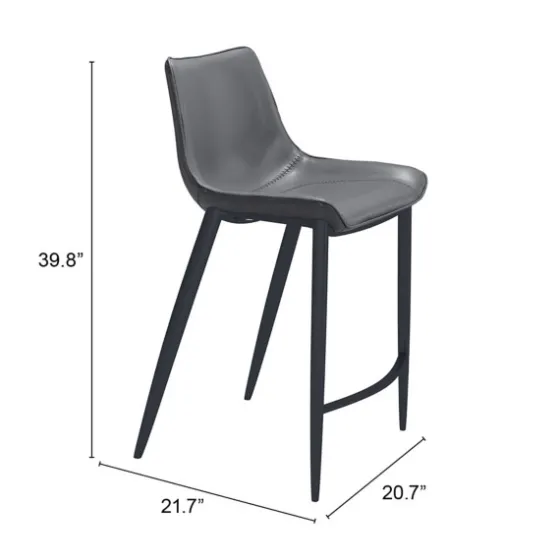 Charcoal Leather Stitch Counter Stools, Set Of 2-Kirkland's Home Best