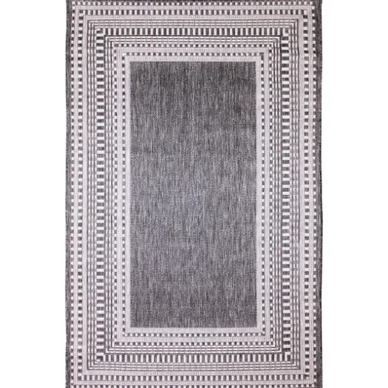 Charcoal Linear Macy Indoor/Outdoor Area Rug, 7X9-Kirkland's Home Outlet