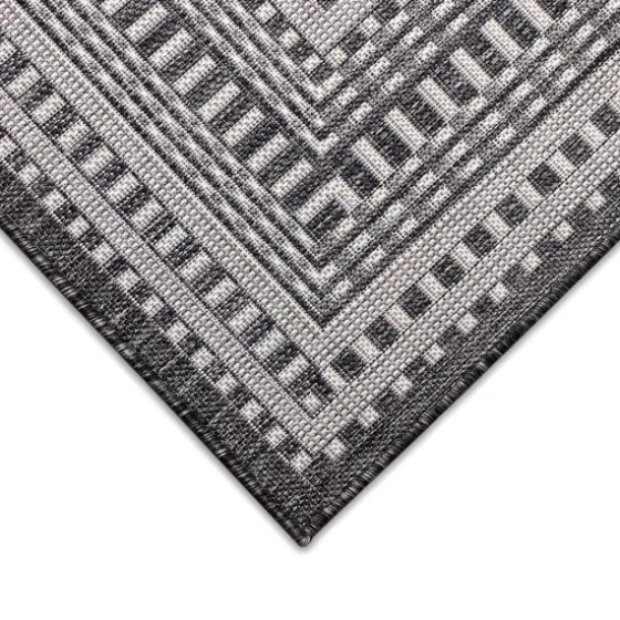 Charcoal Linear Macy Indoor/Outdoor Area Rug, 7X9-Kirkland's Home Outlet