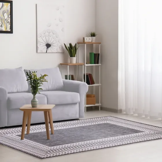 Charcoal Linear Macy Indoor/Outdoor Area Rug, 4X7-Kirkland's Home Best