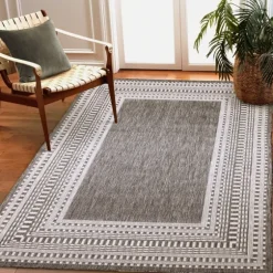 Charcoal Linear Macy Indoor/Outdoor Area Rug, 4X7-Kirkland's Home Best
