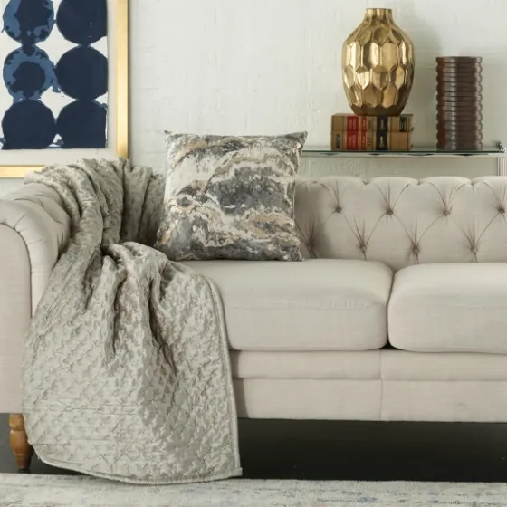 Charcoal Metallic Marble Swirl Throw Pillow-Kirkland's Home Best