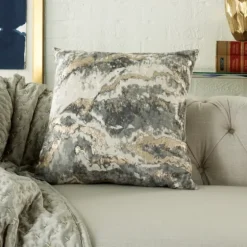 Charcoal Metallic Marble Swirl Throw Pillow-Kirkland's Home Best