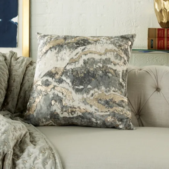 Charcoal Metallic Marble Swirl Throw Pillow-Kirkland's Home Best