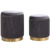 Charcoal Ribbed Velvet Nesting Ottomans, Set Of 2-Kirkland's Home Cheap