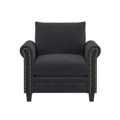 Charcoal Rolled Arms Upholstered Accent Chair-Kirkland's Home Online