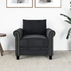 Charcoal Rolled Arms Upholstered Accent Chair-Kirkland's Home Online