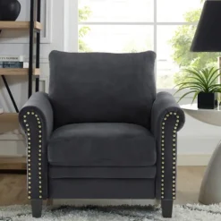 Charcoal Rolled Arms Upholstered Accent Chair-Kirkland's Home Online