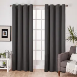 Charcoal Sateen Curtain Panel Set, 96 In.-Kirkland's Home Discount