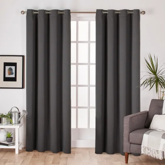Charcoal Sateen Curtain Panel Set, 96 In.-Kirkland's Home Discount