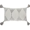 Charcoal Stripe Diamond Tassels Lumbar Pillow-Kirkland's Home Store
